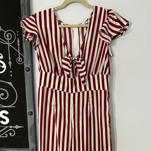 Red and White striped Jumpsuit